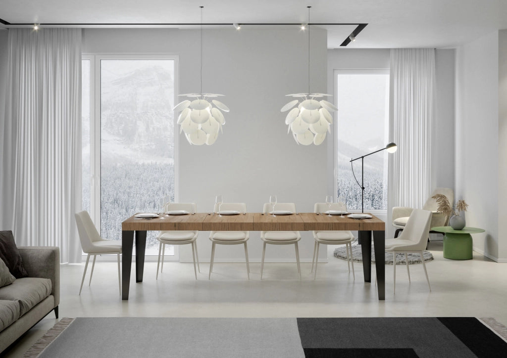 Tavolo allungabile 90x160/420 cm Flaris Premium quercia natura telaio Antracite