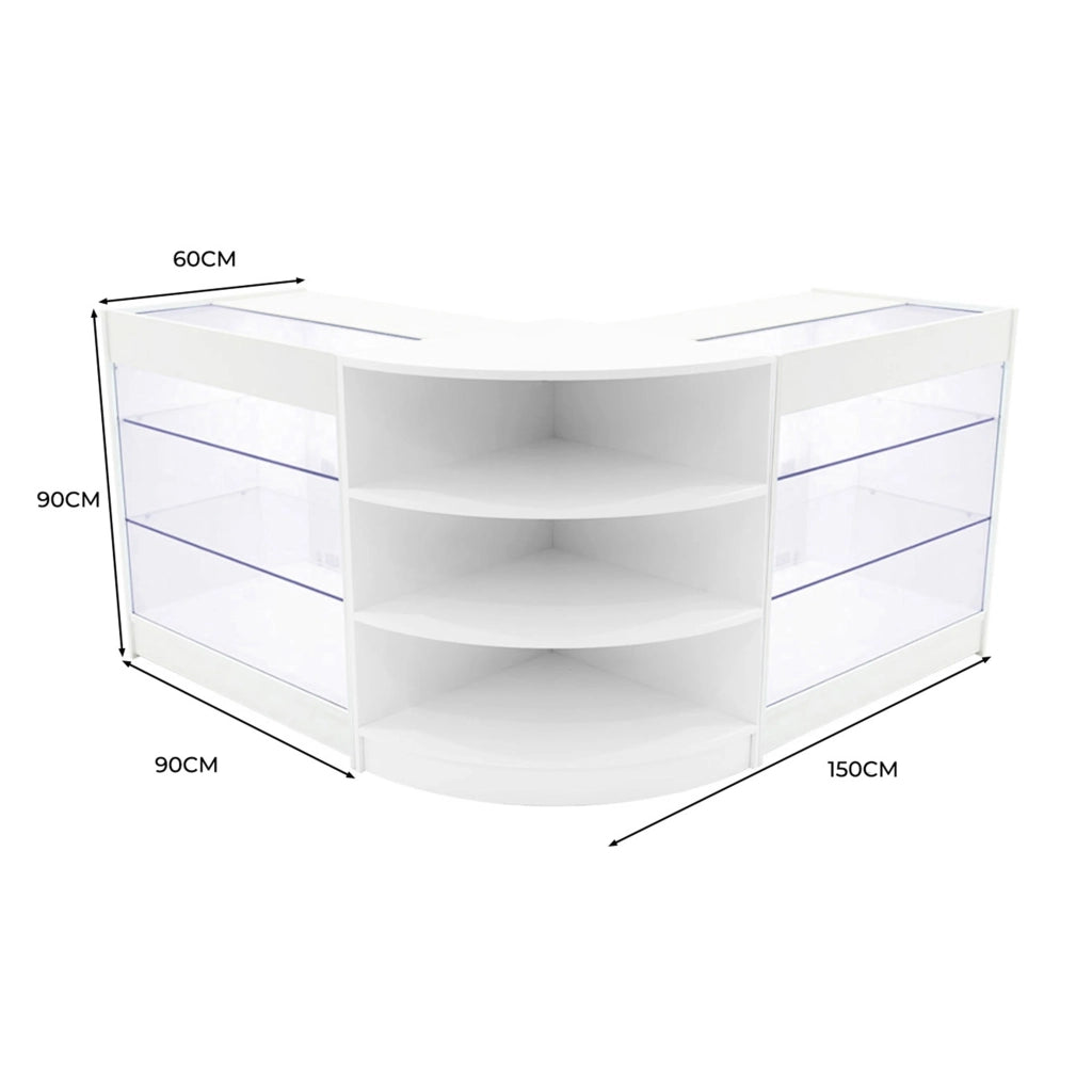 Set Bancone Bianco Apollo LED K900 LM60 con Vetrina Espositiva 3 Ripiani