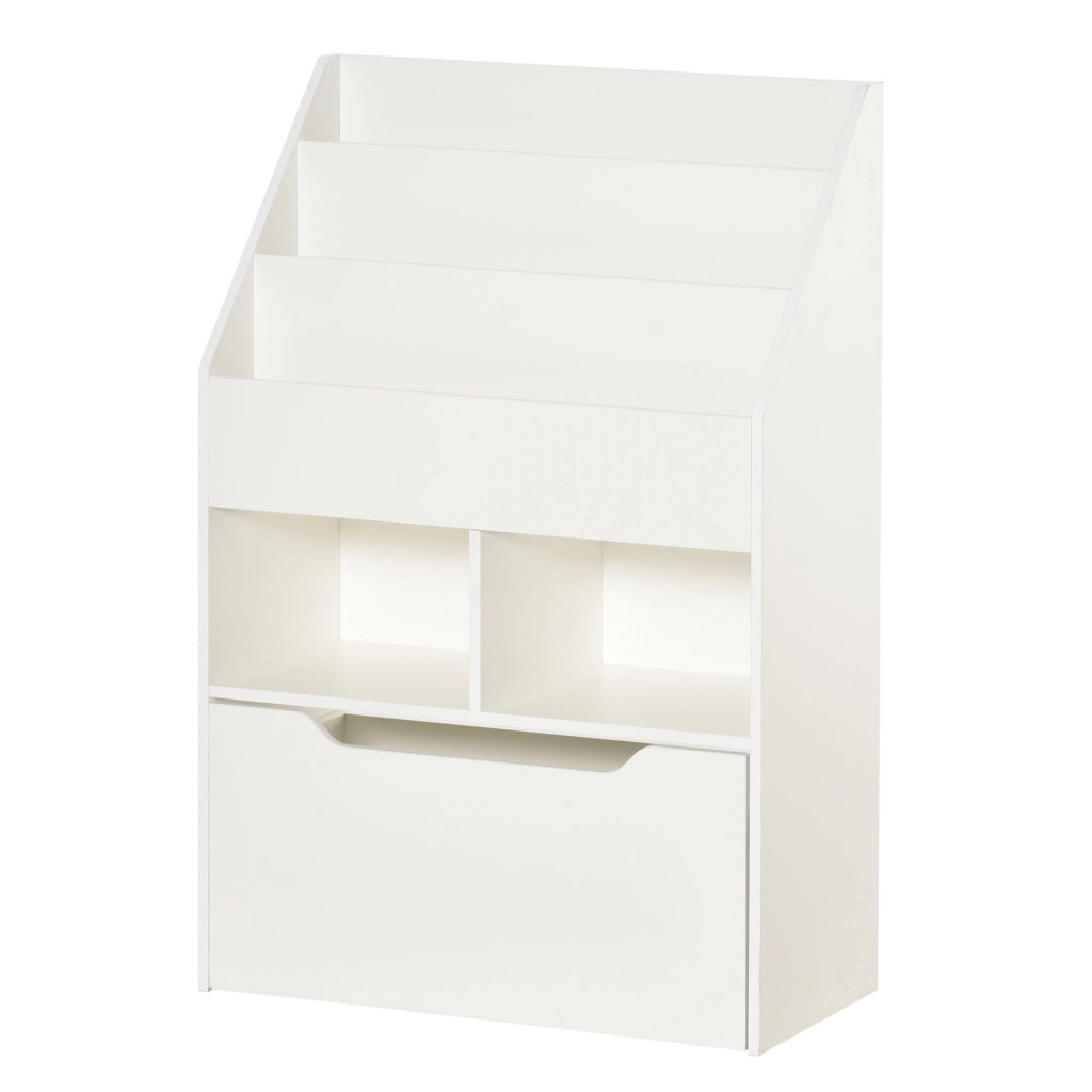 Libreria per Bambini con Ripiani e Cassetto ¨C zephmum ¨C Bianco, MDF, 60x30x90