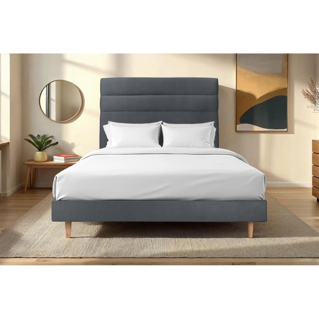 Letto 180x200 cm con testiera in linea - Tessuto velluto
