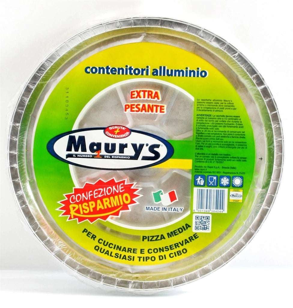 MAURY'S CONTENITORE PER ALIMENTI  IN ALLUMINIO PIZZA MEDIA 4PZ EXTRA PESANTE