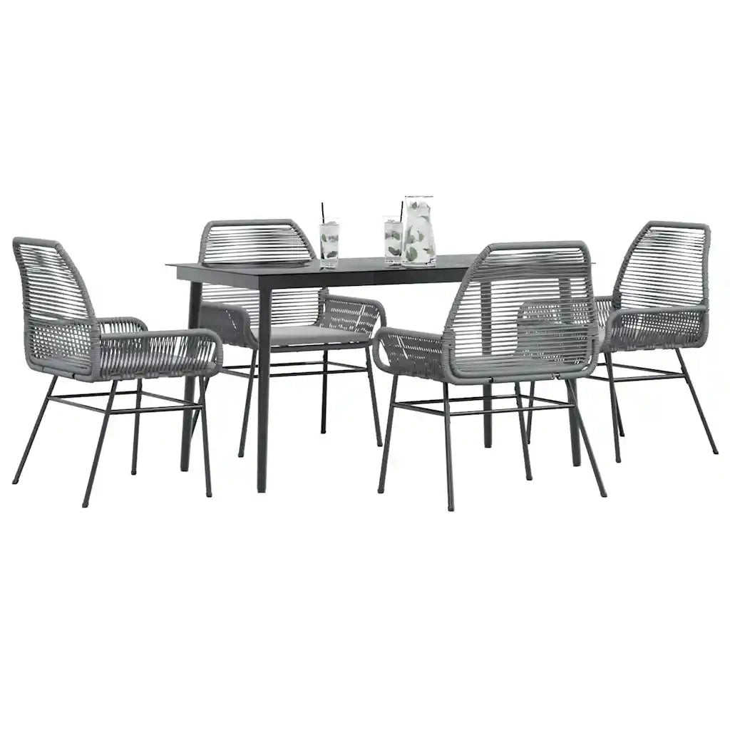 Set da Pranzo da Giardino 5 pz con Cuscini Polyrattan Vetro 3334480