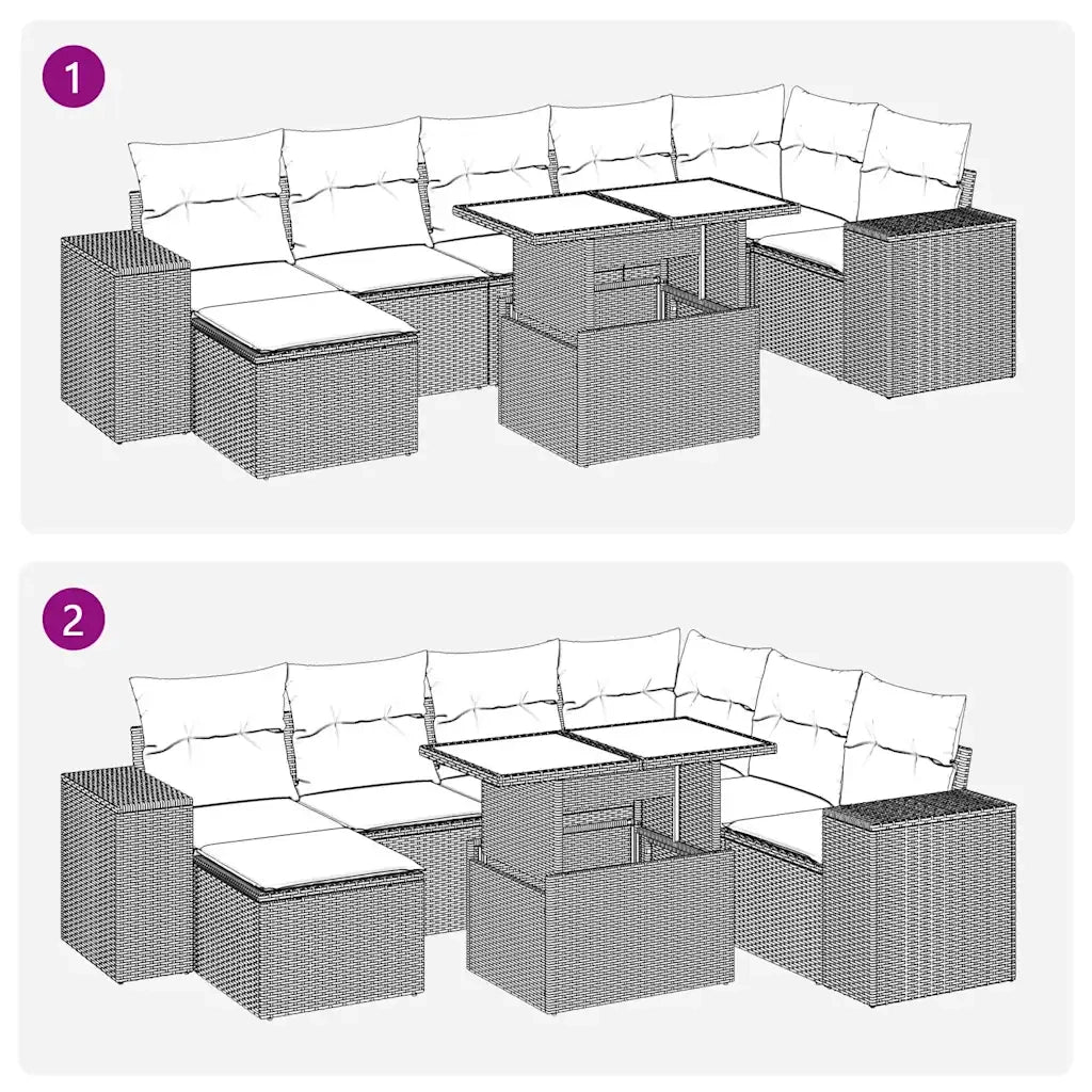Set Divano da Giardino 8pz con Cuscini Grigio Polyrattan Acacia 3326842