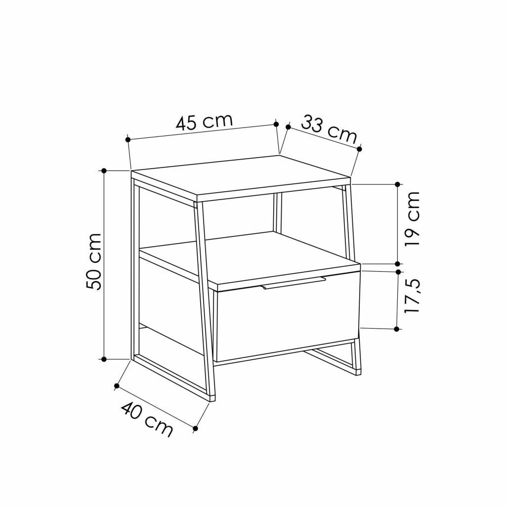 Rosita, Comodino 4 Ripiani, 45x41x50h cm Beige