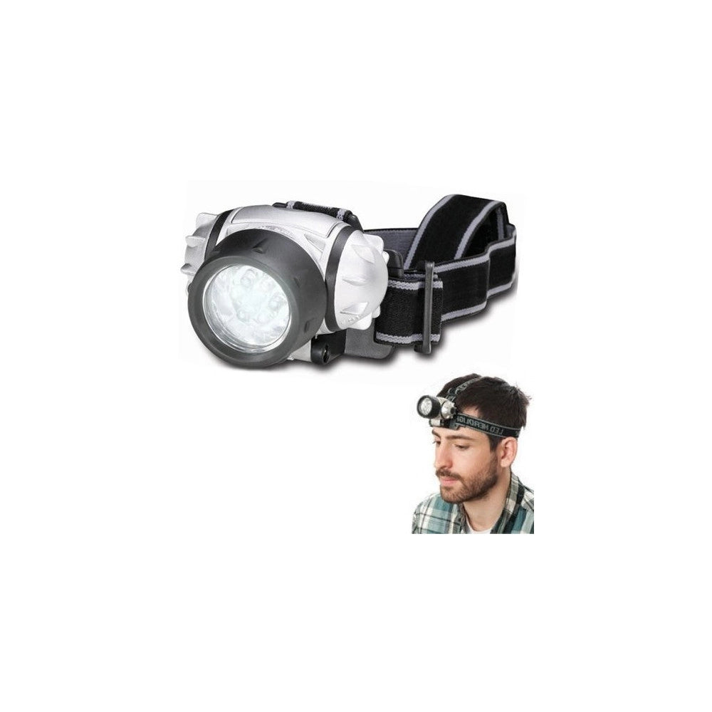 Trade Shop - Lampada Frontale Torcia Da Testa Luce 7 Led Bianchi A Batterie Pesca Sport -