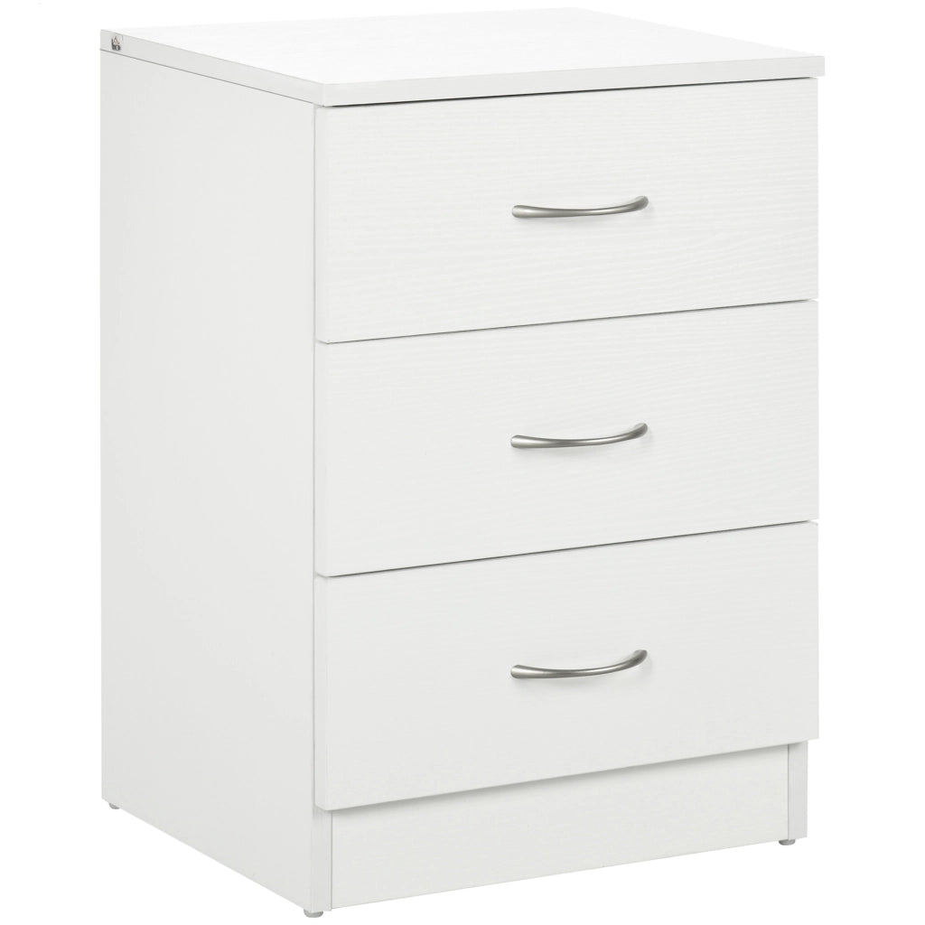Comodino con 3 Cassetti ¨C Minimal ¨C Bianco 40x35x58 cm