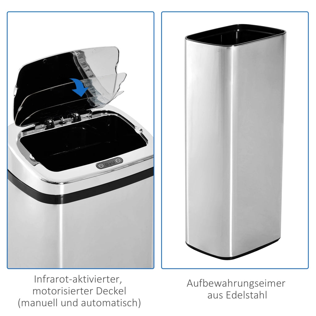 Bidone della spazzatura automatico con sensore ¨C Minimal ¨C 50L acciaio inox argento