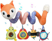 Culla portatile, giocattoli a spirale per bambini, giocattoli appesi per seggiolino auto, lettino portatile, attività per bambini per culla e seggiolino auto, giocattoli con cassa musicale, sensoriali.