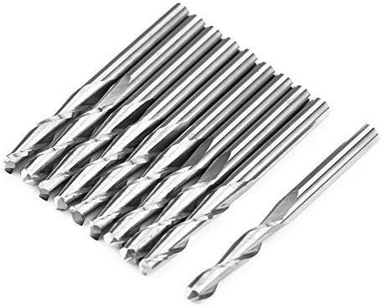 Frees per Hout - Estremità a Sfera - 10 Pezzi - Doppia Flusso - Lunghezza 10 mm - Bit CNC - Acciaio di Tungsteno - Applicazioni per Lavorazione del Legno