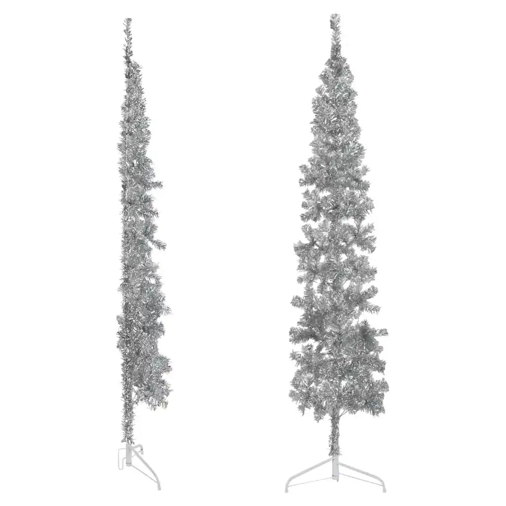 Albero Natale | Decorazioni natalizie Artificiale Sottile a Met¨¤ Supporto Argento 240cm