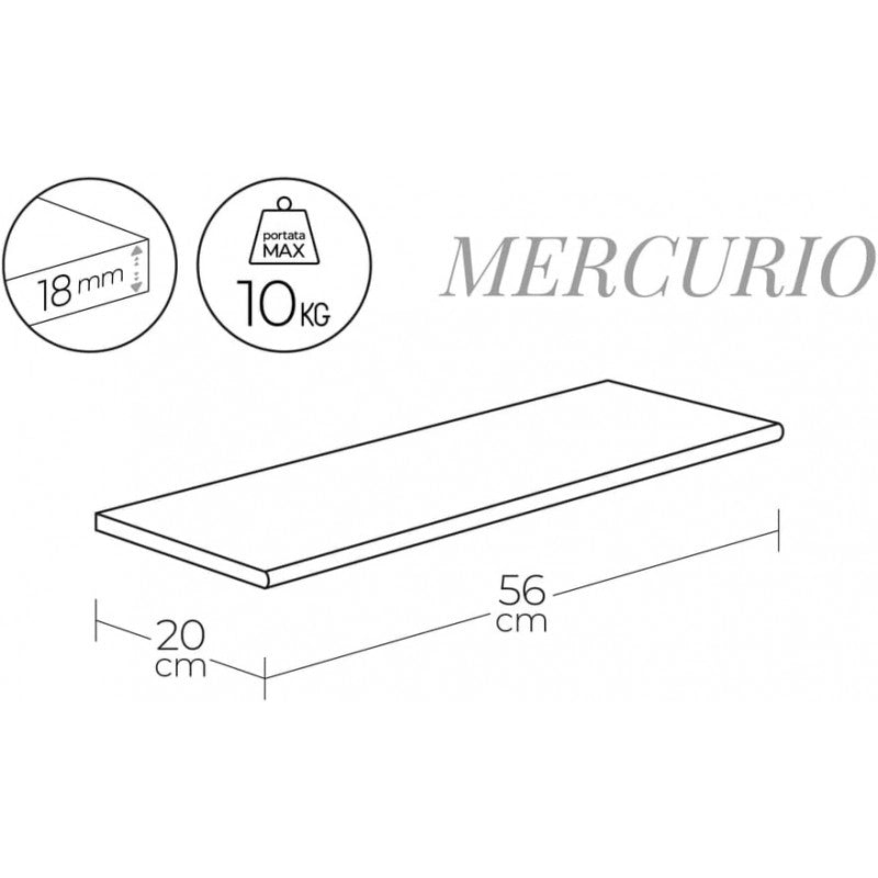 Mensola in legno Mercurio verniciato noce 1,8x20x56 | Più profondità, più spazio