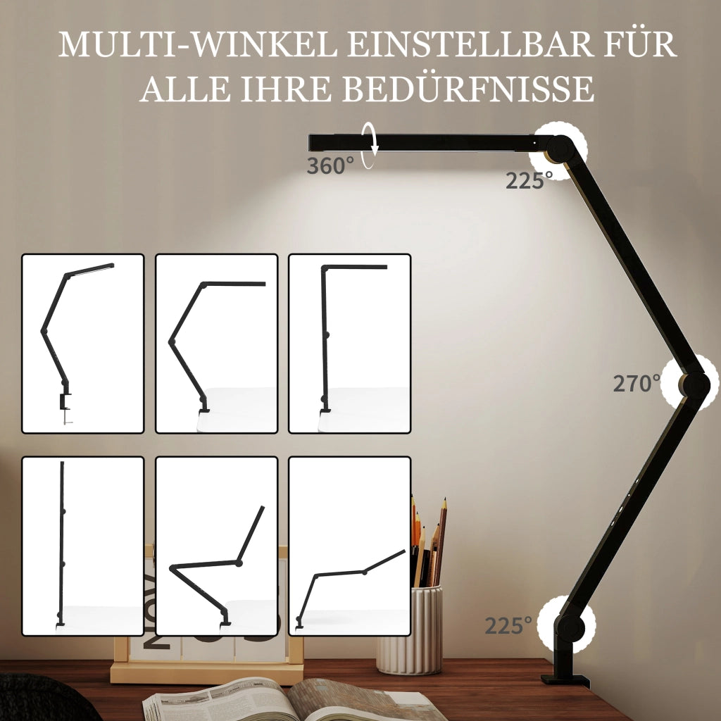 Lampada da Scrivania Regolabile a LED con Morsetto ¨C Minimal ¨C 96 LED Nero