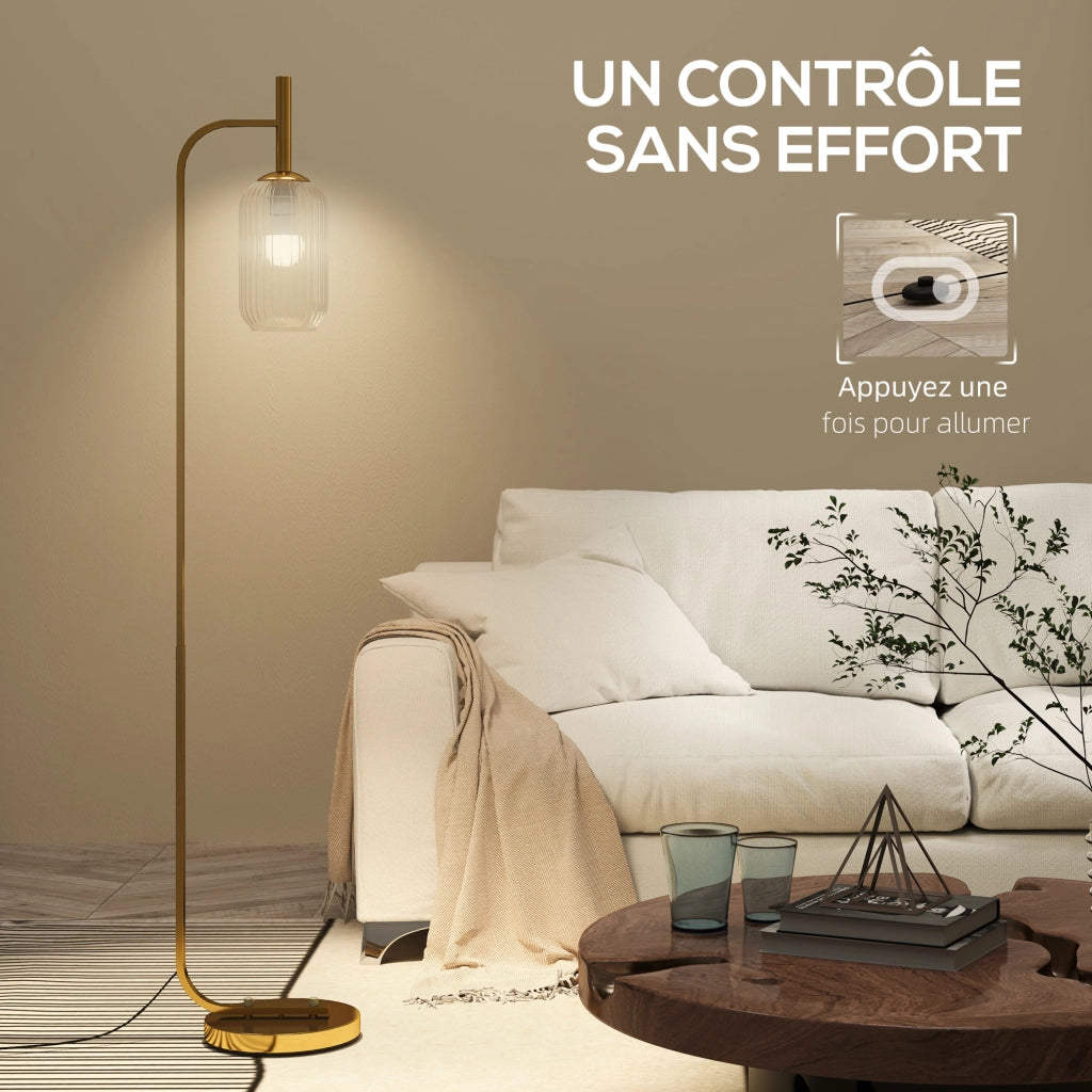 Lampada da terra ¨C Minimal ¨C metallo oro 29x25x152 cm