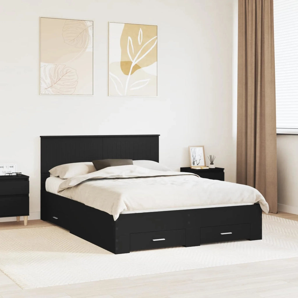Struttura del letto Nero 135 x 190 cm Legno multistrato 3410905