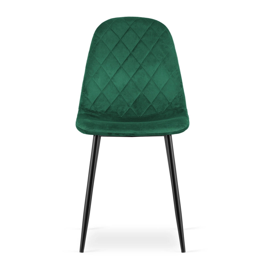 Sedia Asti in velluto verde scuro e gambe in metallo
