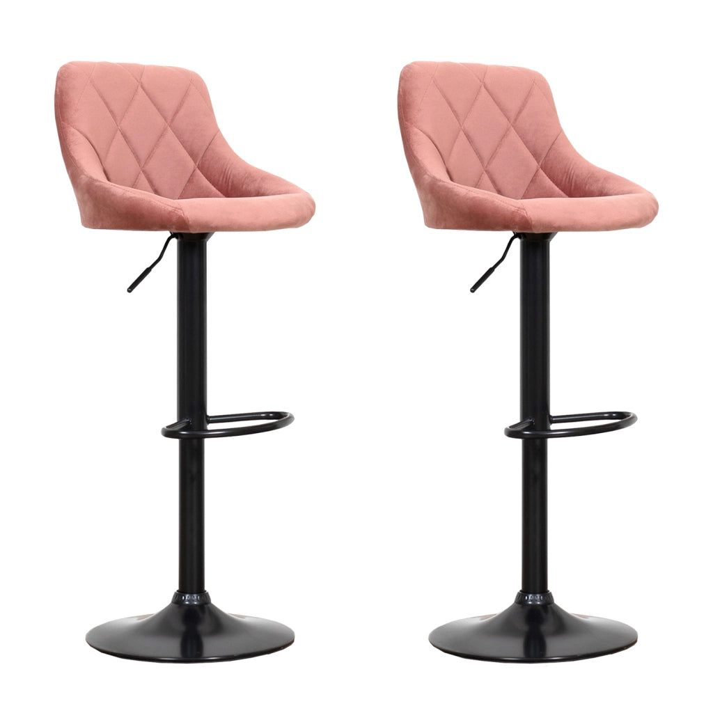 Set di 2 sgabelli da bar in velluto rosa ROBIN