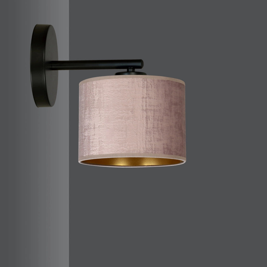 Applique Emibig Hilde K1 1xE27 rosa nero ottone tessuto