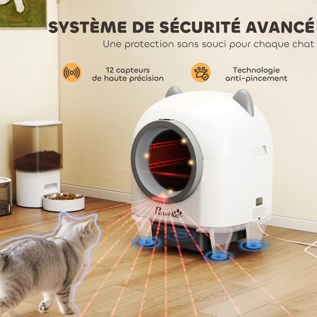 Cassettiera per Gatti Autopulente con App ¨C Minimal ¨C Bianco 55.5x51x60 cm