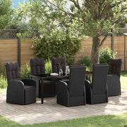 Set da Pranzo per Giardino con cuscino 7 pcs Nero polyrattan 3379518