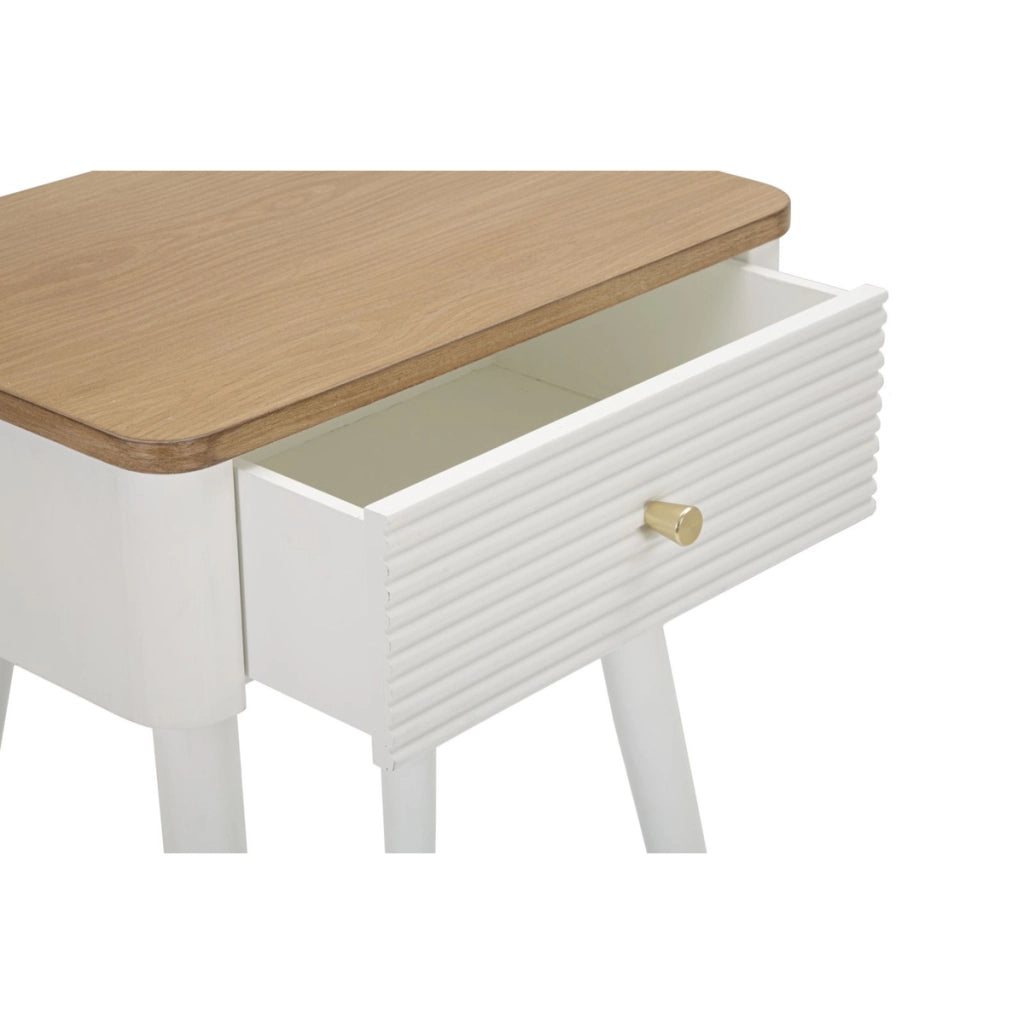 Comodino VKH11, Bianco, Legno, 45x32x62 cm