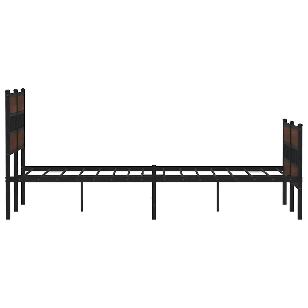 Letto matrimoniale | Letto per adulti | Giroletto senza Materaso in Metallo Rovere Marrone 150x200 cm