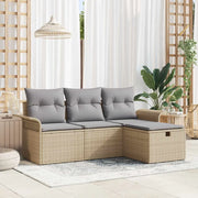 Set Divano da Giardino 4 pcs Beige e Grigio Chiaro polyrattan