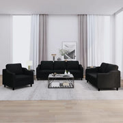 Set di Divani 3 pz con Cuscini Nero in Tessuto
