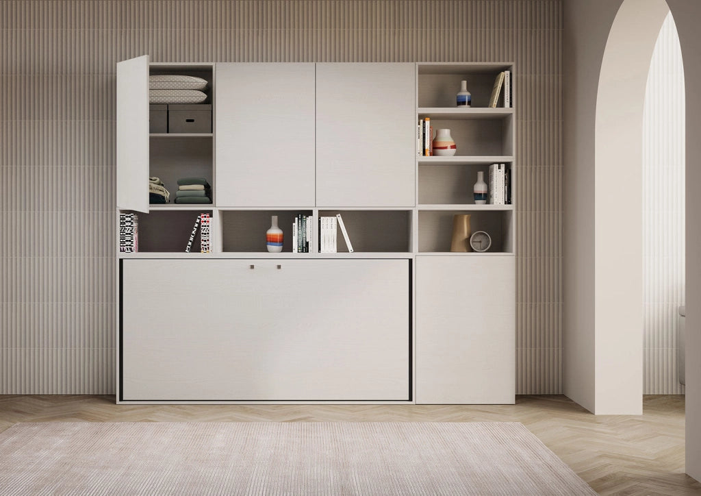 Letto Singolo a Scomparsa Composizione E Kando H226,7 Bianco Frassino