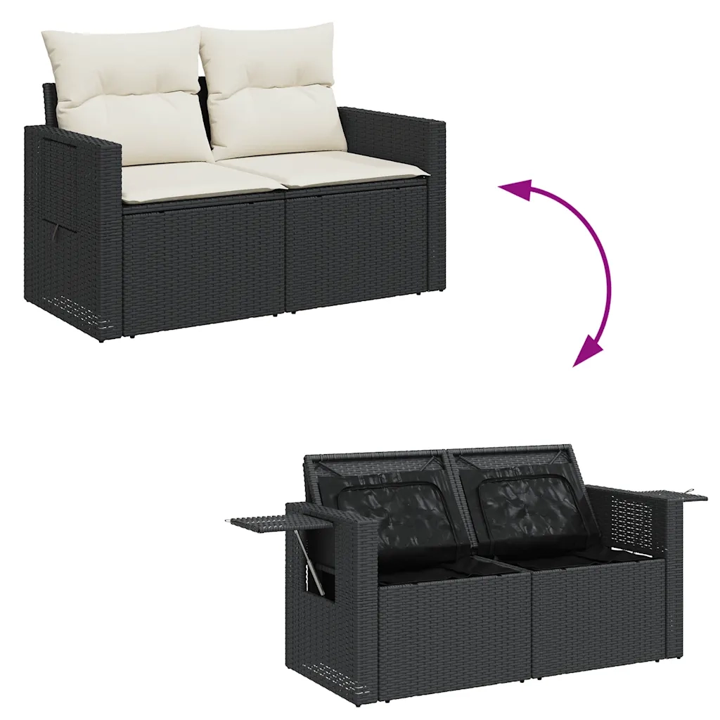 Set Divani da Giardino con Cuscini 8 pz Nero in Polyrattan 3327122