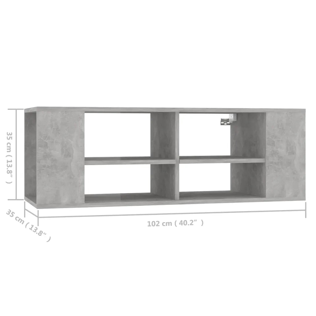 Mobile TV Parete Grigio Cemento 102x35x35 cm Legno Multistrato 806242