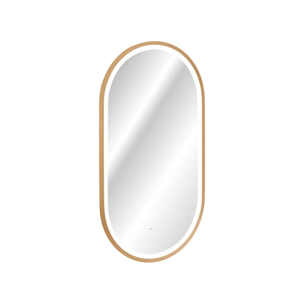 Specchio bagno LED dorato ovale 90x50 cm design