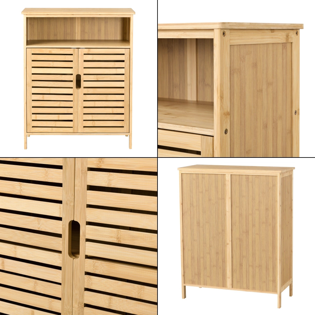 Mobile da Terra Eslöv a 2 Ante (AxLxP) 81 x 66 x 31 cm - Bambù Naturale [en.casa]
