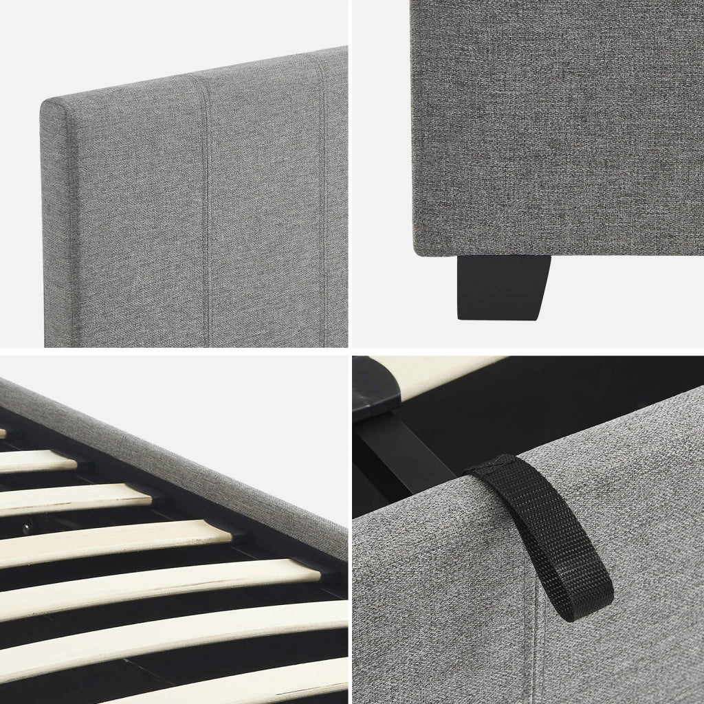 Letto box con rete a doghe e testiera, grigio chiaro i sweeek