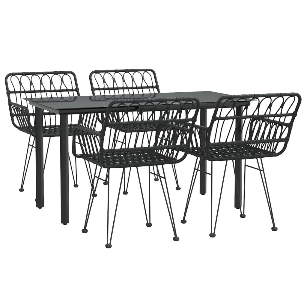 Set da Pranzo da Giardino 5 pz Nero in Polyrattan 3157868