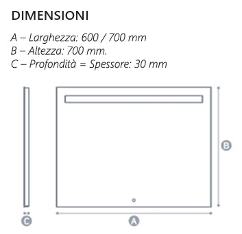 Specchio illuminazione led cm 60x70 - mod. L211
