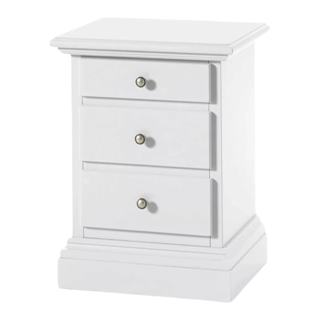 Comodino classico 3 cassetti shabby bianco sporco 50x38x65 - Mobili 2G