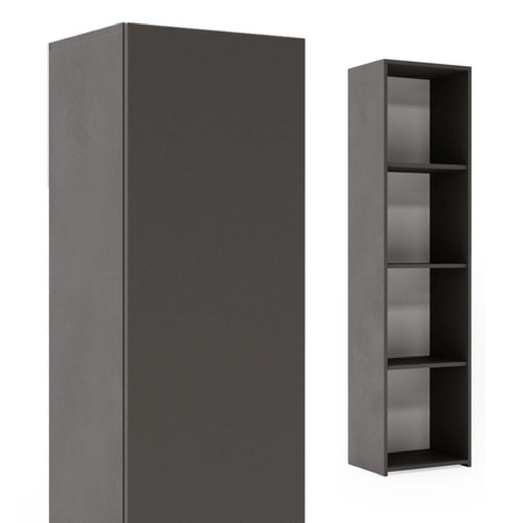 Libreria chiusa LONI 160x40 cm grigia con anta e ripiani interni