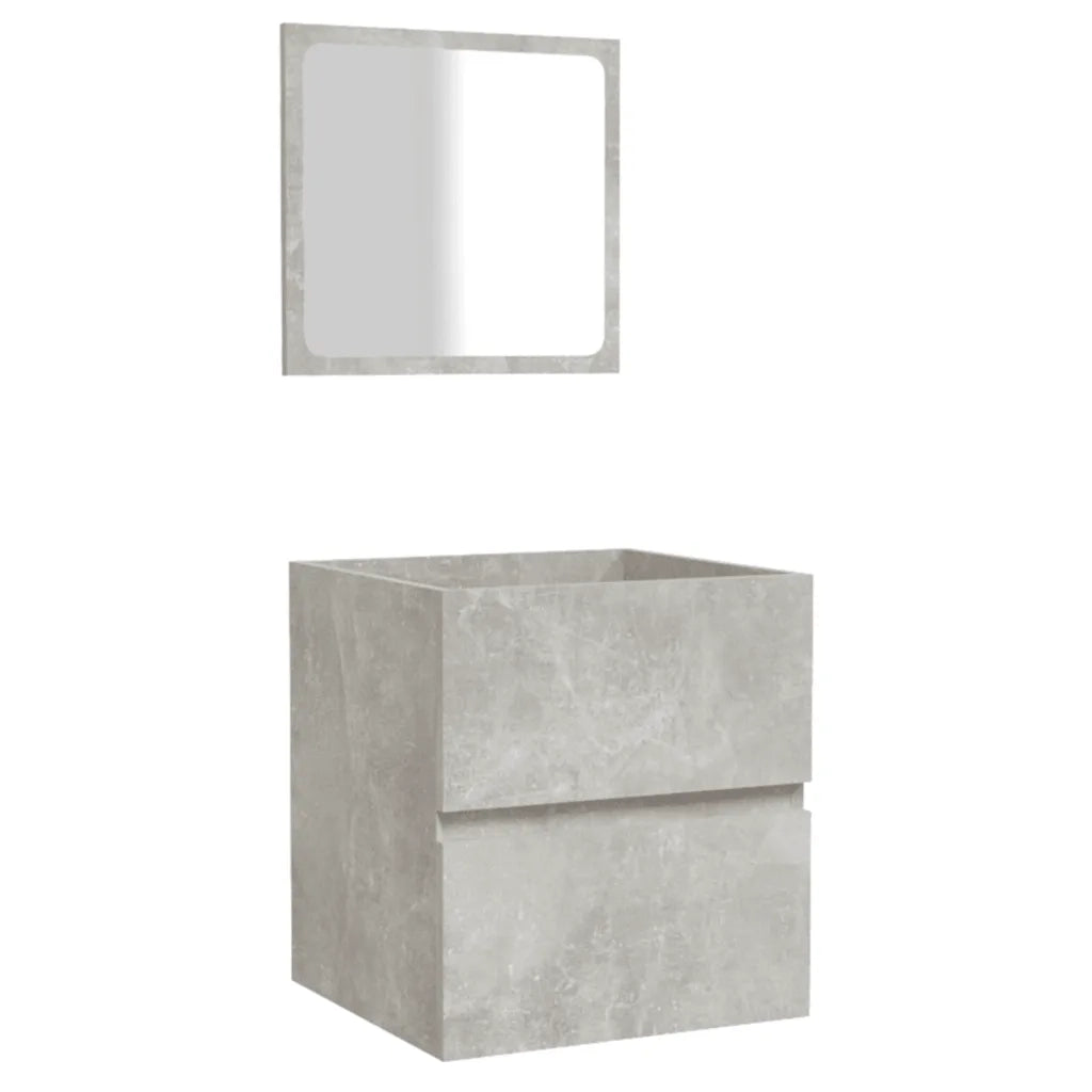 Mobile da Bagno con Specchio Grigio Cemento Legno Multistrato 804867