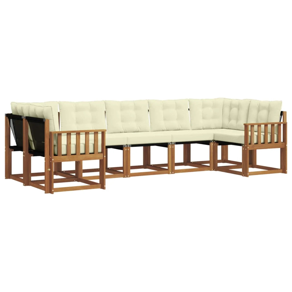 Set di divani da esterno con cuscino 7 pcs Naturale e Crema 3369021