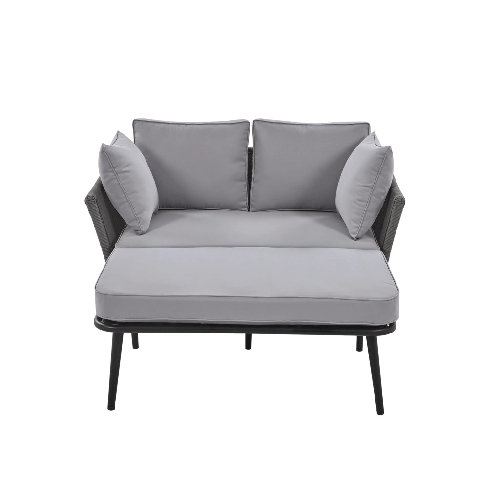 Canap¨¦ de jardin avec 2 coussins et 2 coussins salon de soleil ext¨¦rieur salon de jardin ensemble de meubles de balcon mobilier de salon mobilier de jardin coussins amovibles et lavables gris
