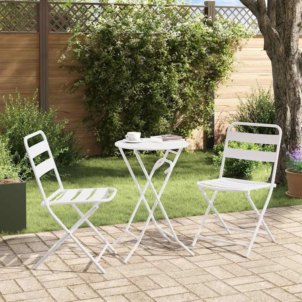 Set Bistro da Giardino 3 pcs Bianco Acciaio