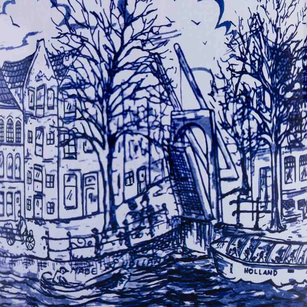 Contenitore in metallo blu e bianco D10x11,5h cm