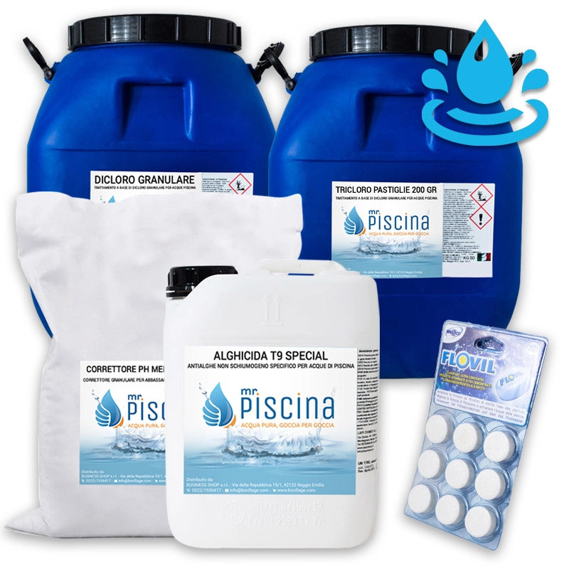 Kit mix per mantenimento acqua piscina Volume piscina: Da 100 a 200 m³