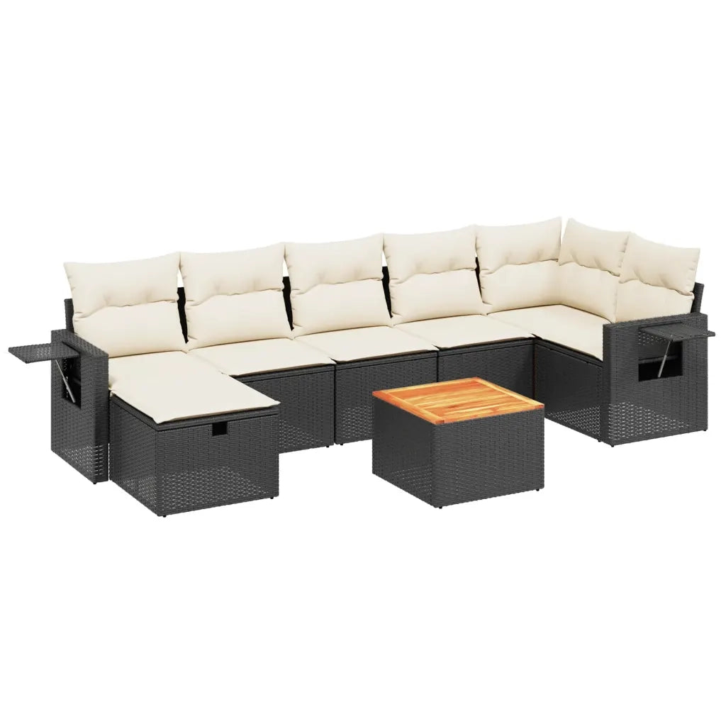 Set Divani da Giardino con Cuscini 8 pz Nero in Polyrattan 3264955