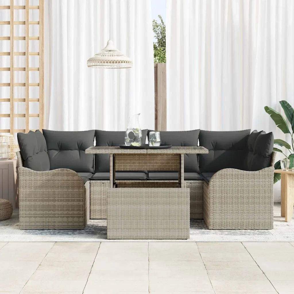 Set Divano da Giardino con cuscino 7 pcs Grigio chiaro 3357135