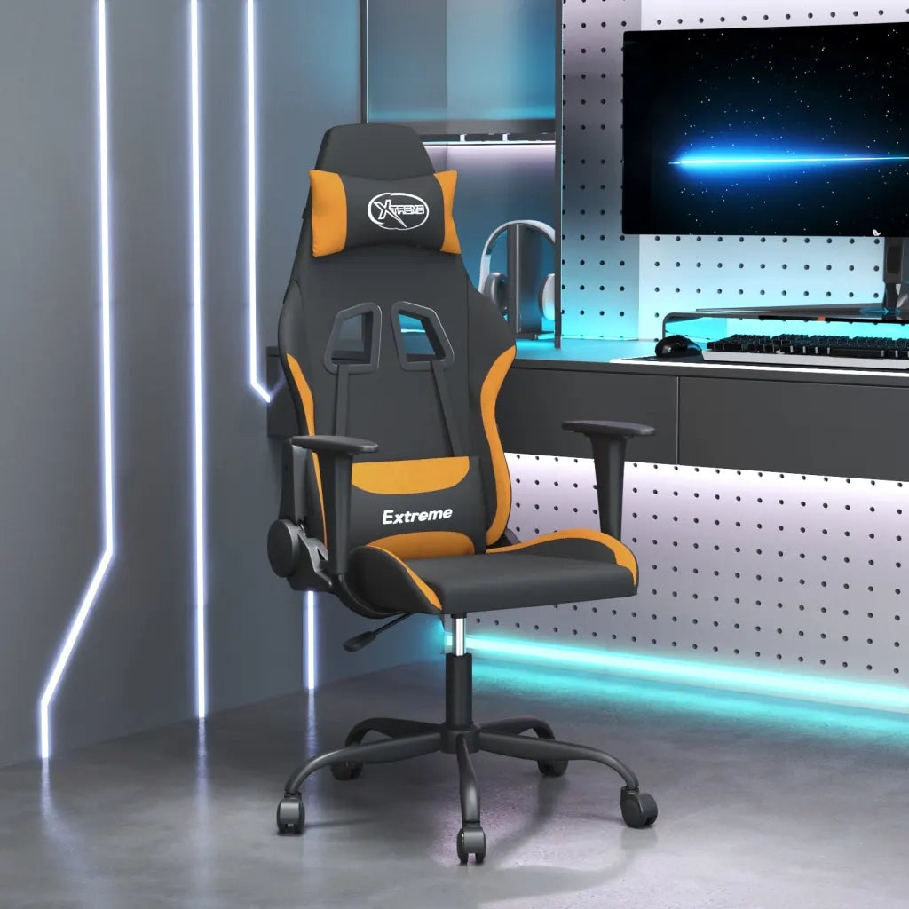 Sedia da Gaming Nero e Arancione in Tessuto 3143716