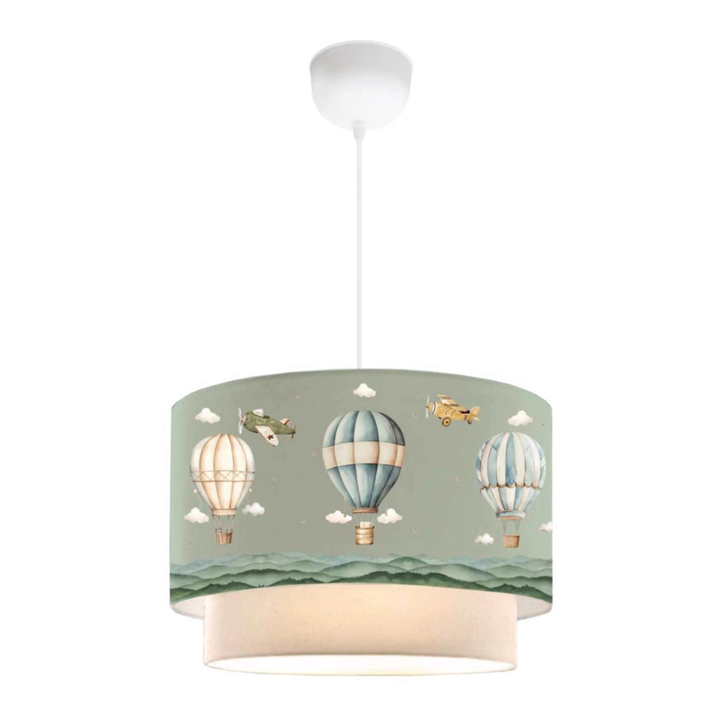 Lampada a Sospensione Lurgan per Cameretta Decorato con Mongolfiere - Verde lux.pro