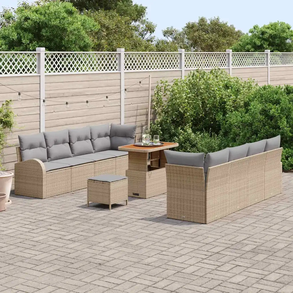 Set Divano da Giardino con cuscino 11 pcs Beige e Grigio Chiaro 3364322