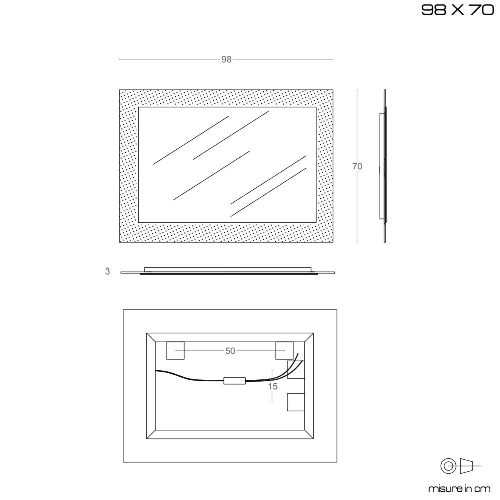 Cornice rettangolare in vetro fuso 98x70