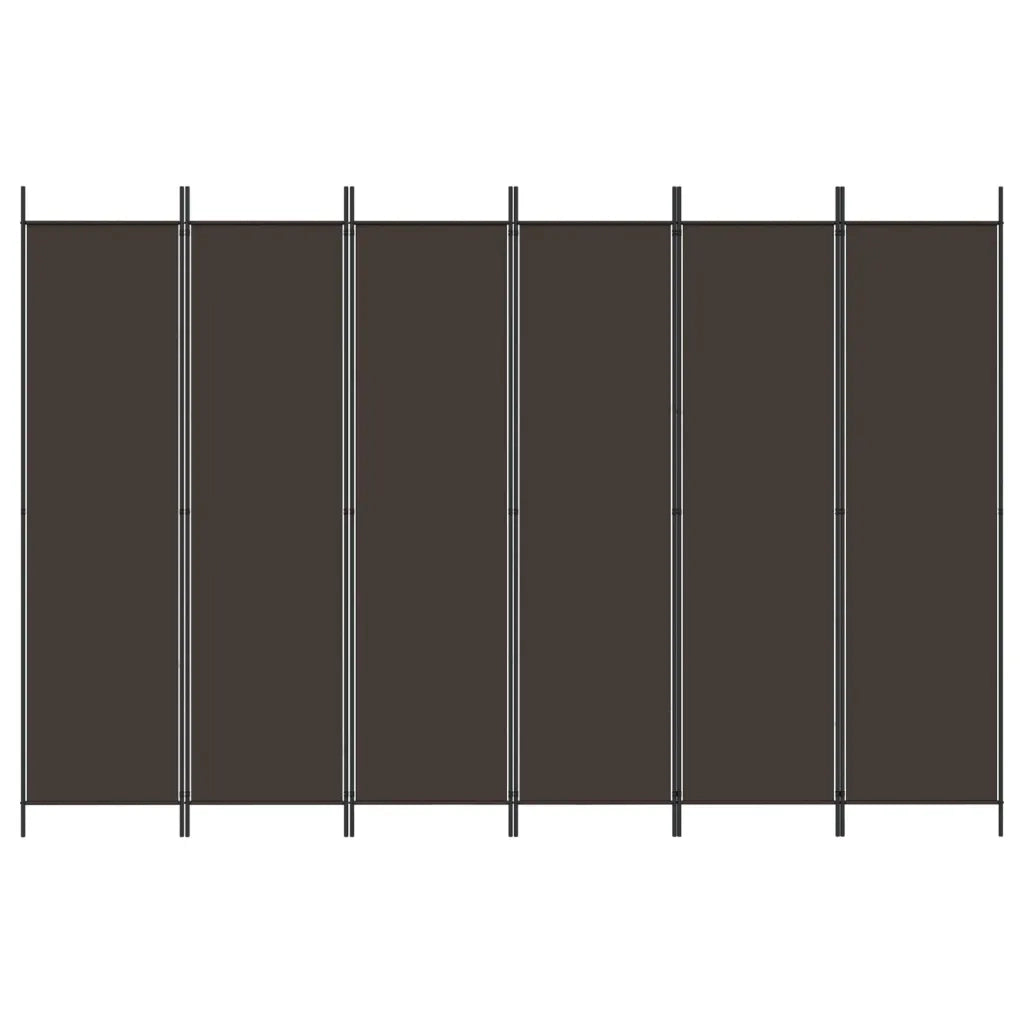 Divisorio Ambienti | Divider per stanze | Paravento a 6 Pannelli Marrone 300x200 cm in Tessuto